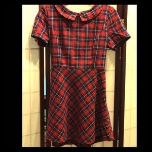 Plaid Tartan Skater Dress with Collar